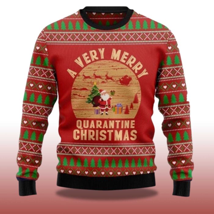 2025 A Very Merry Quarantine Christmas Ugly Christmas Sweater - Image 2