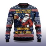 2025 Ain't No Law When Drinking Beer Christmas Ugly Sweater - Image 2