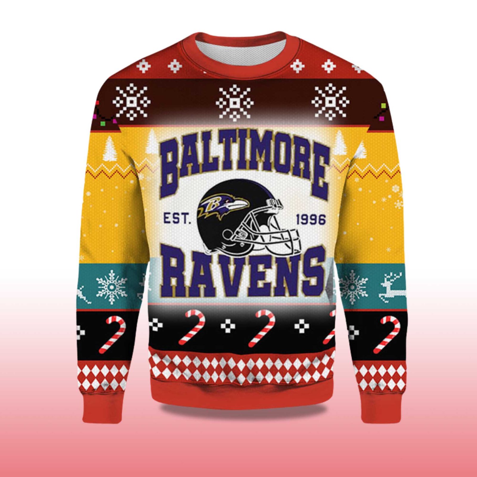 2025 Baltimore Ravens EST 1996 Ugly Christmas Sweater