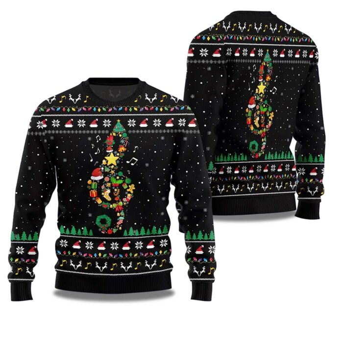 2025 Radiant Music Note  Ugly Christmas Sweater - Image 2