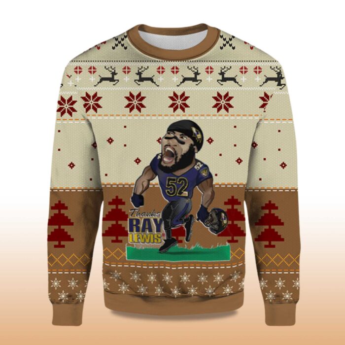 2025 Ray Lewis Baltimore Ravens Ugly Christmas Sweater - Image 2