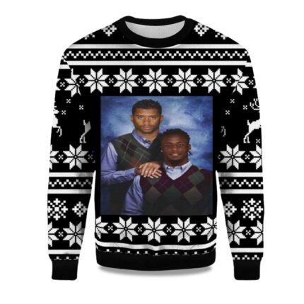 2025 Russell Wilson Jerry Jeudy Step Brother Denver Broncos Ugly Christmas Sweater 2025 Russell Wilson Jerry Jeudy Step Brother Denver Broncos Ugly Christmas Sweater