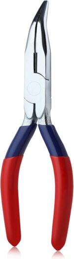 6 Inch Mini Bent Nose Pliers With Serrated Jaw - Jewelry Tool, Micro Angle Needle Nose Pliers For Gripping And Bending Wires