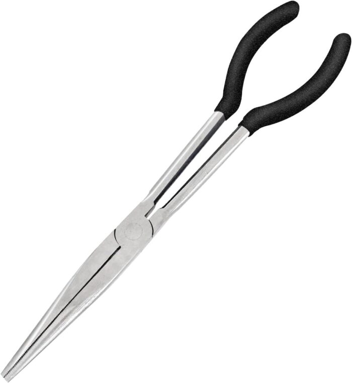 1 Piece 11 Inch Long Reach Pliers Set – Long Needle Nose Pliers Sets – Straight, Designed for Mechanics, Technicians, and Contractors| Milled-Jaws | Steel