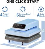 PYD Life 120 V Auto Heat Press Machine for T Shirts 15" x 15" Touch Screen Light Blue Smart Heat Press for Sublimation Blanks Ornaments Frames Bags Sublimation DTF Vinyl Printing - Image 4