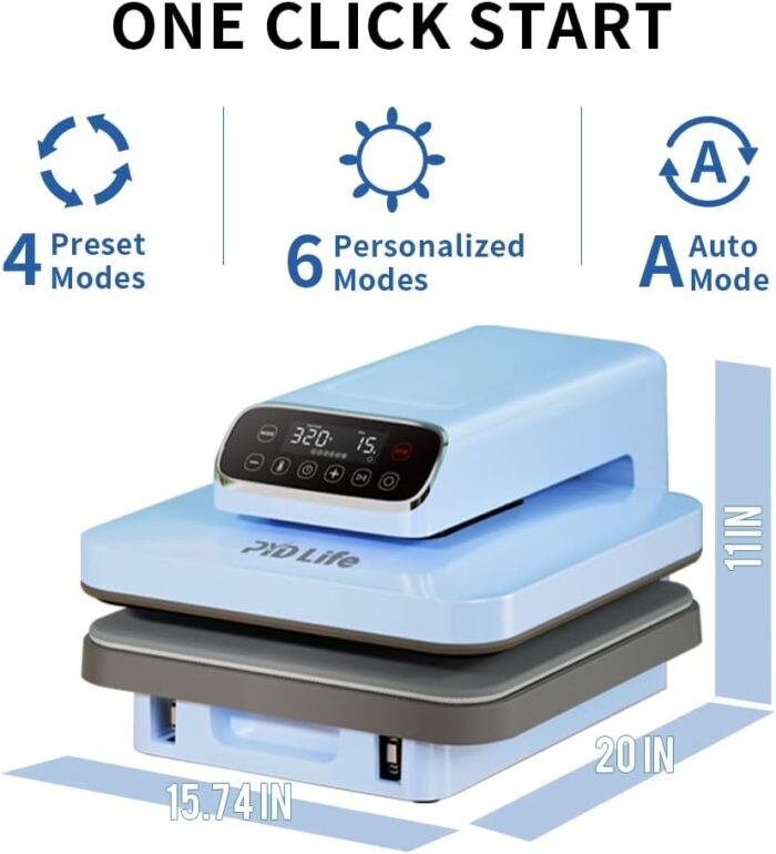 PYD Life 120 V Auto Heat Press Machine for T Shirts 15" x 15" Touch Screen Light Blue Smart Heat Press for Sublimation Blanks Ornaments Frames Bags Sublimation DTF Vinyl Printing - Image 4