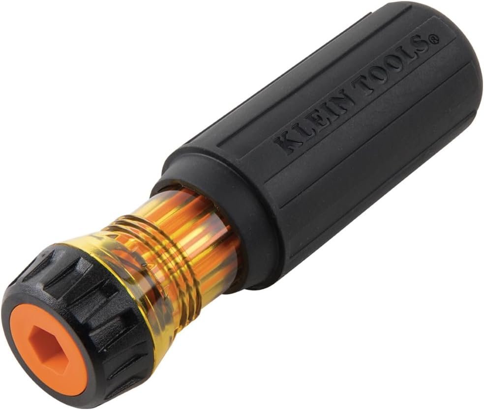 Klein Tools 32288 Insulated Screwdriver, 8-in-1 Screwdriver Set with Interchangeable Blades, 3 Phillips, 3 Slotted and 2 Square Tips