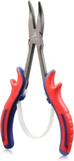 6" Long Reach Bent Nose Pliers for Jewelry Making, Carbon Steel Body with Teflon Finish