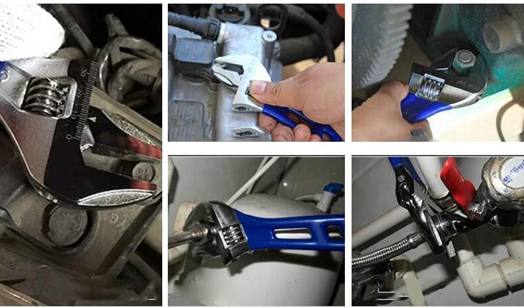 Stubby Adjustable Wrench with Wide Opening,Mini Adjustable Wrench Spanner with Short Handle, Chrome Vanadium Steel Forged – 4 inch