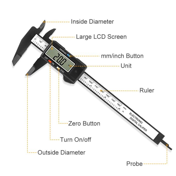 Digital Caliper, Sangabery 0-6 inches Caliper with Large LCD Screen, Auto - Off Feature, Inch and Millimeter Conversion Measuring Tool, Perfect for Household/DIY Measurment, etc - Image 4