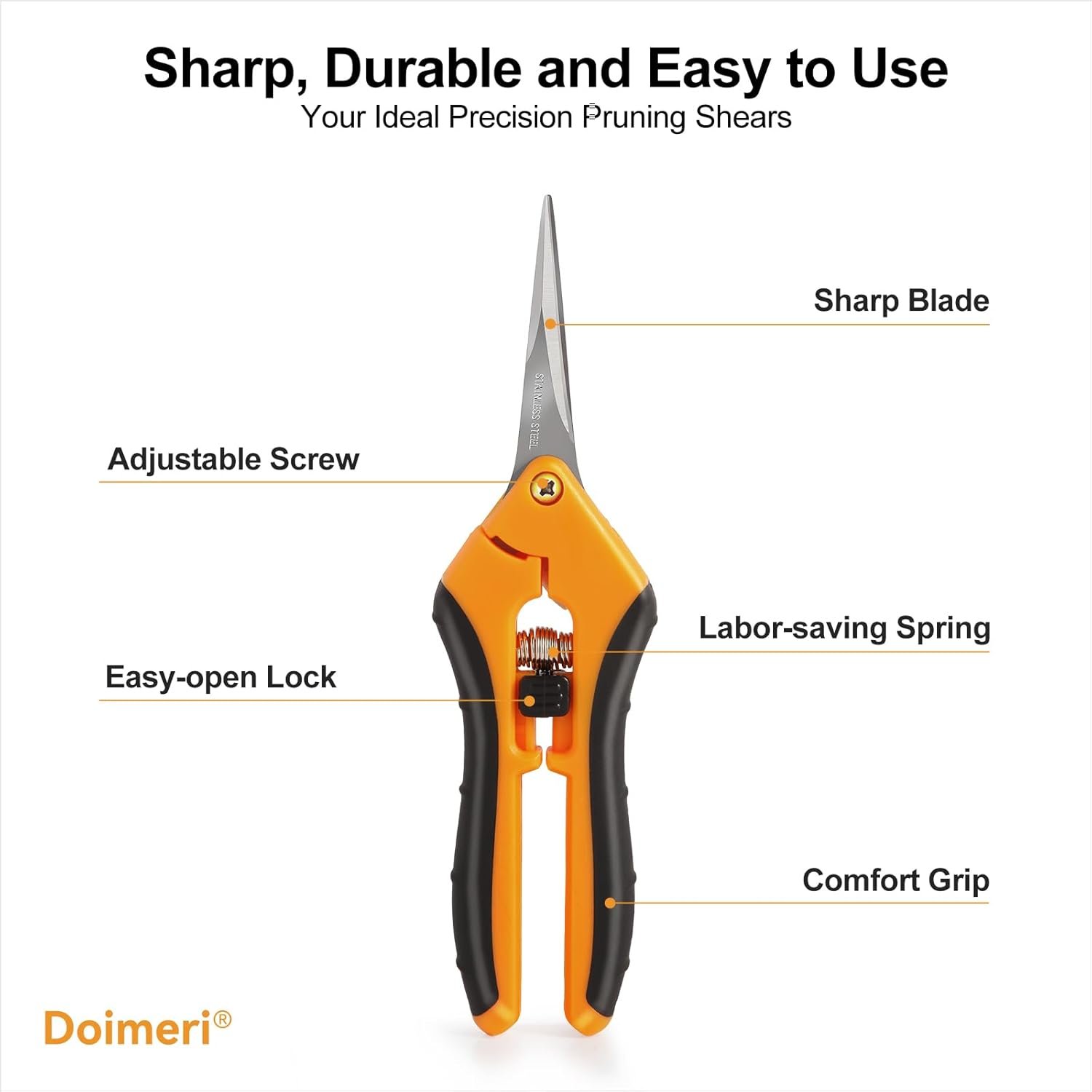 2 Pack Pruning Shears, 6.5” Gardening Scissors with Sharp Stainless Steel Blades and Comfort Grip, Perfect for Fine Pruning, Plants/Bonsai Clipping, Ideal Gift for Plant Lovers