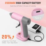Katerk Cordless Hot Glue Gun Kit, 30s Fast Heating, Mini Glue Gun with 20 Glue Sticks, Compact & Portable with 2500mAh Built-in Battery, Auto Shut-Off, Ideal for DIY, School Crafts & Repairs (Pink) - Image 4