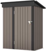 Patiowell 5x3 FT Outdoor Storage Shed, Tool Shed with Sloping Roof and Lockable Door, Metal Shed for Backyard Garden Patio Lawn, Brown - Image 7