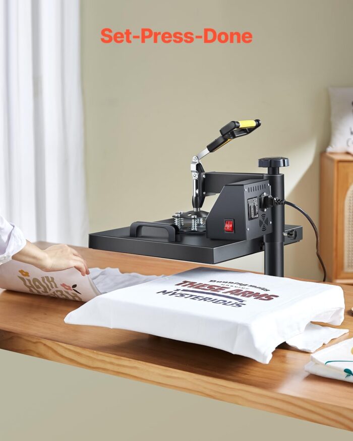 VEVOR 2 in 1 Heat Press Machine for T Shirts and Hats, 15x15 Inch Professional Swing Away Digital Tshirt Press Machine for Sublimation, Vinyl, Heat Transfer Projects - Image 6