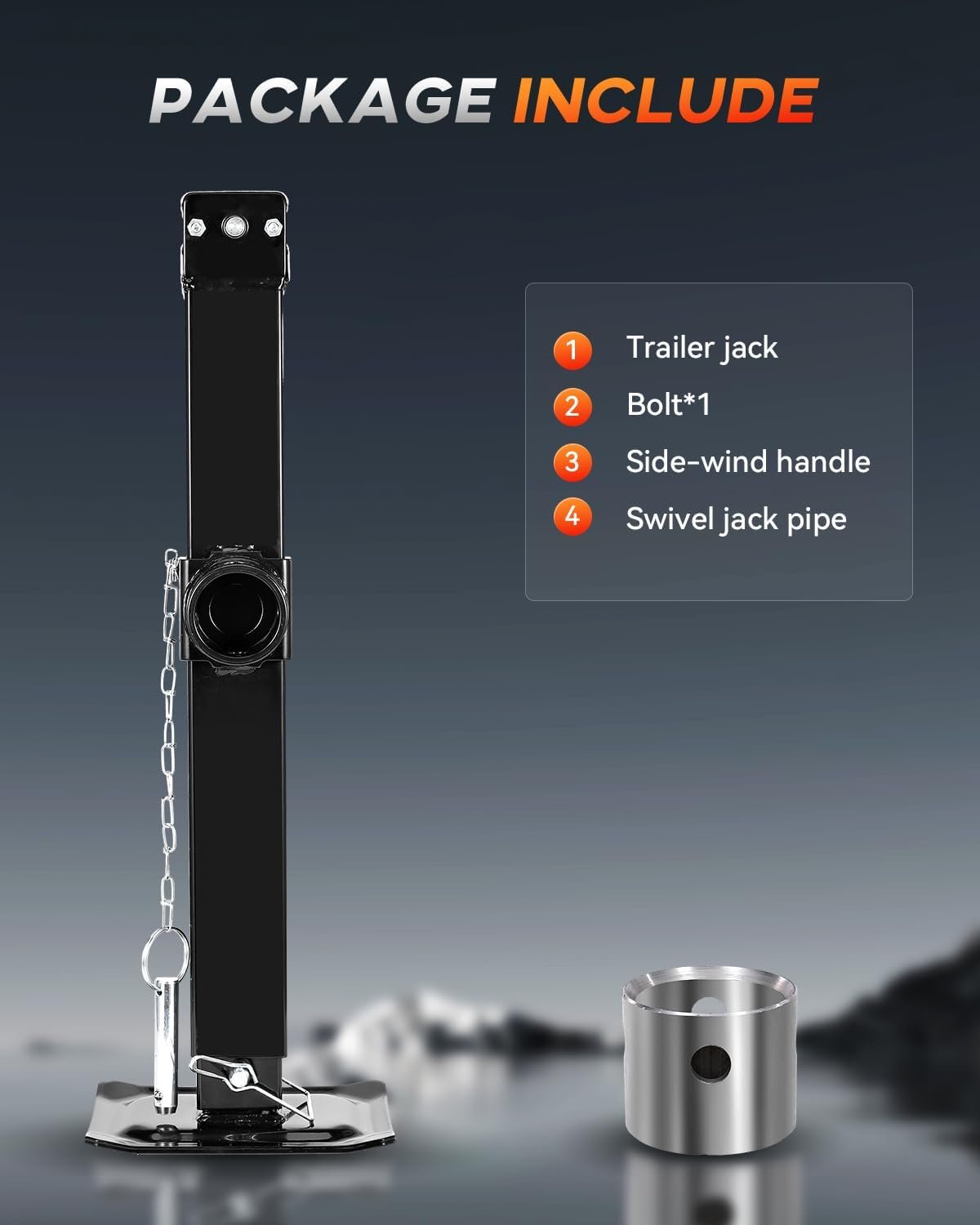 8000 lbs Swivel Trailer Jack, Weld-On Pipe Mount Tongue Jack,28.6″ Vertical Travel, Adjustable Drop Leg, for Utility Trailers, Yacht Trailers, Boat Trailer Jack