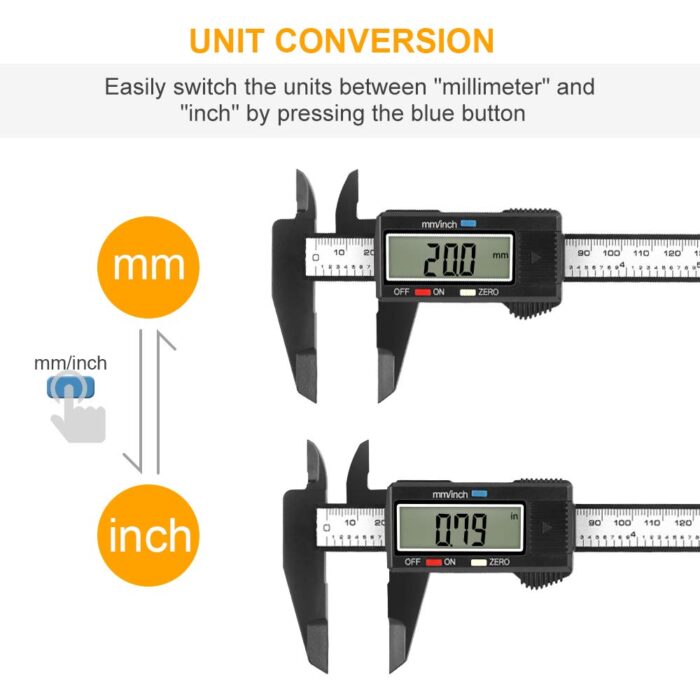 Digital Caliper, Sangabery 0-6 inches Caliper with Large LCD Screen, Auto - Off Feature, Inch and Millimeter Conversion Measuring Tool, Perfect for Household/DIY Measurment, etc - Image 5