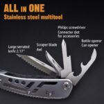 24-in-1 Multitool with Knife, Pliers & 11 Bits Sharp Stainless Steel - Multi Tool for Men - Ideal Gear with Tools for Camping Hiking, Survival, EDC - Best Gifts for Dad Husband Boyfriend 2238 - Image 6