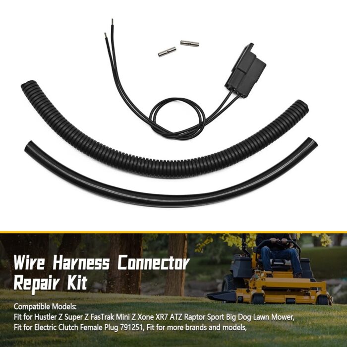 114052 PTO Wiring Repair Kit Compatible with Hustler Z Super Z FasTrak Mini Z Xone XR7 ATZ Raptor Sport & More Big Dog Lawn Mower, for 791251 Clutch Pigtail Wire Harness Female Plug - Image 2