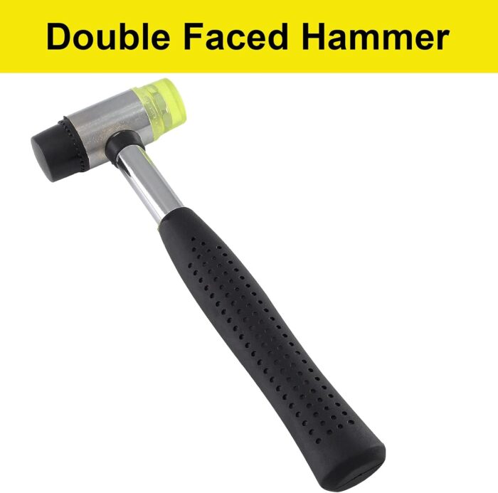 Rubber Mallet Hammer 25mm Double-Face Nylon Rubber Hammer, Soft & Hard Head Mallet with Replacement Heads for Jewelers, Woodworking, Floor Installation - Image 2