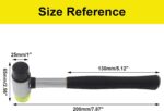 Rubber Mallet Hammer 25mm Double-Face Nylon Rubber Hammer, Soft & Hard Head Mallet with Replacement Heads for Jewelers, Woodworking, Floor Installation - Image 3