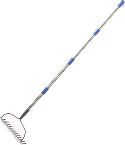 FLY HAWK 72inch Bow Rake Heavy Duty，for lawns Raker to Gather Fallen Leaves, Weeds，Strong Hold When Working – Rust-Free