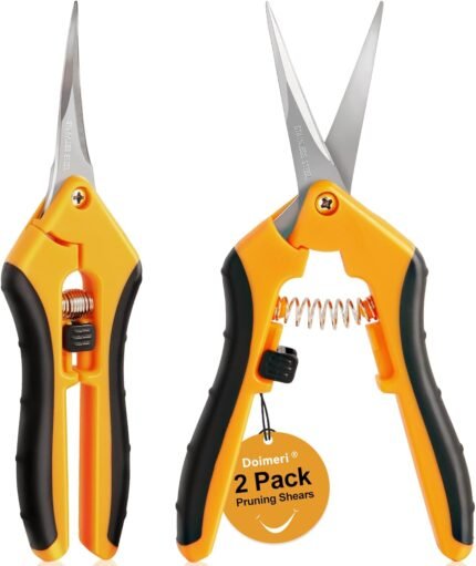 2 Pack Pruning Shears, 6.5” Gardening Scissors with Sharp Stainless Steel Blades and Comfort Grip, Perfect for Fine Pruning, Plants/Bonsai Clipping, Ideal Gift for Plant Lovers
