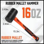 HORUSDY 16 Oz Rubber Mallet Hammer, Fiberglass Rubber Mallet Handle - Image 2