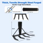 Small Garden Rake Tool, Hand Tiller Cultivator, Weed Remover Rakes Narrow for Flower Beds, Leaves Leaf Grass Cleaning for Precise Gardening, Mulch Spreading, Tilling Soil Weeding - Long Handle - Image 6
