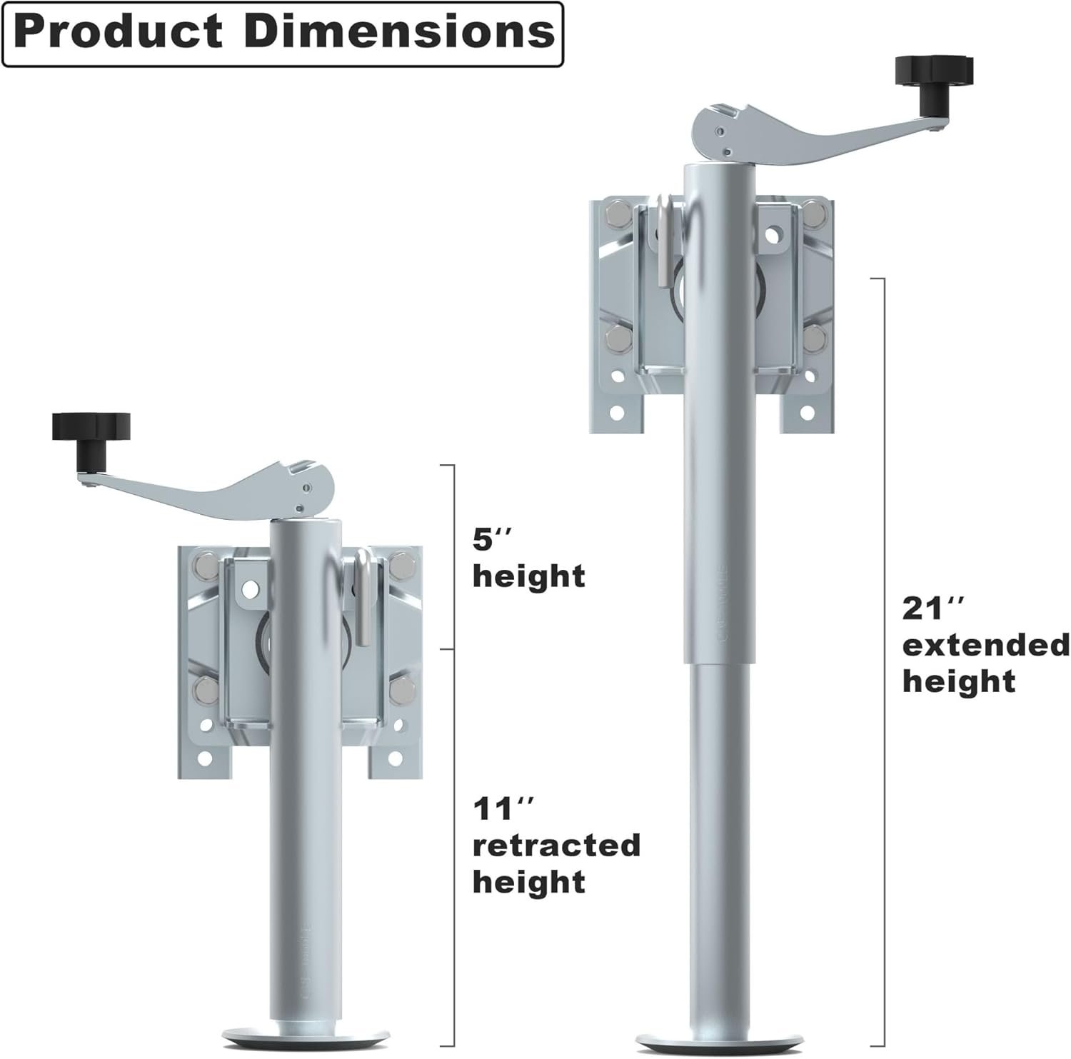 Swivel Bolt-on Trailer Jack, Trailer Jack Stand, 10″ Vertical Movement, Mounting Hardware Included, 1000 lbs