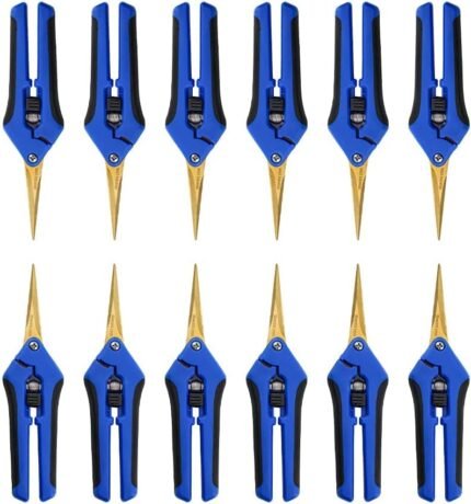 3 Packs Garden Pruning Shears with Curved Blades Trimming Scissors, Gardening Hand Pruning Snips Titanium Coated Precision Bonsai Pruning Shears, Convenient Flower Cutters(Blue)