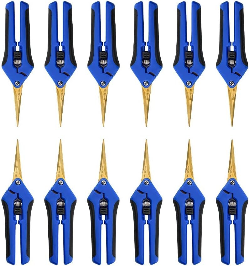 3 Packs Garden Pruning Shears with Curved Blades Trimming Scissors, Gardening Hand Pruning Snips Titanium Coated Precision Bonsai Pruning Shears, Convenient Flower Cutters(Blue)