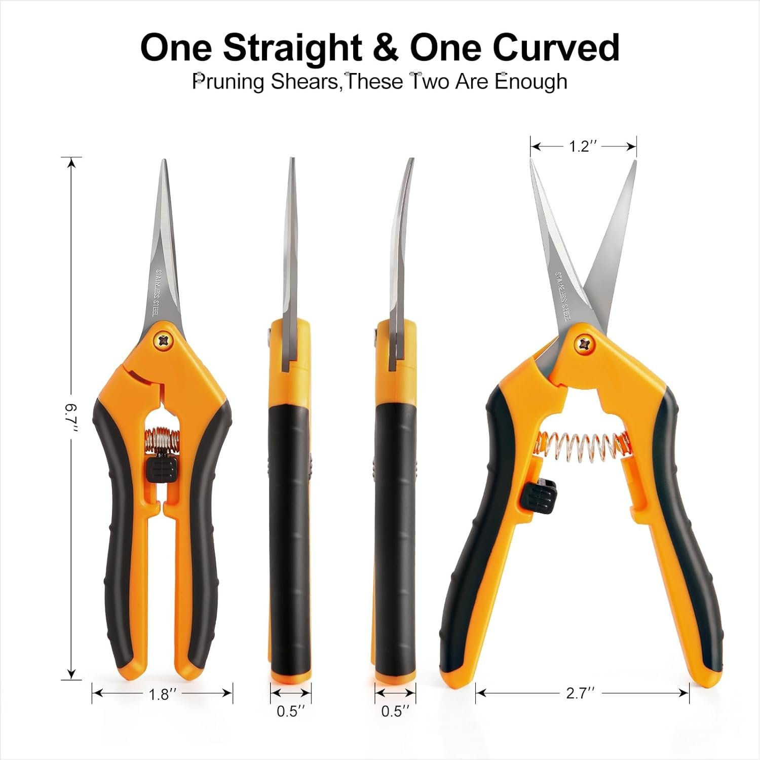 2 Pack Pruning Shears, 6.5” Gardening Scissors with Sharp Stainless Steel Blades and Comfort Grip, Perfect for Fine Pruning, Plants/Bonsai Clipping, Ideal Gift for Plant Lovers