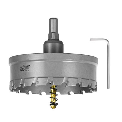 SALI 3-3/4″(95mm) TCT Hole Saw Kit Tungsten Carbide Tipped Hole Saw Drill Bit with Titanium-Plated Pilot Drill bit for Metal, Stainless Steel, Iron, Wood, Plastic