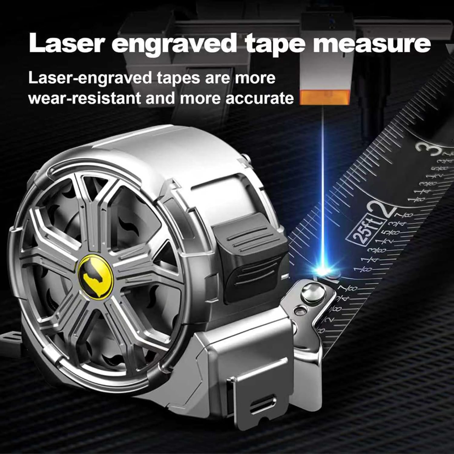 Tape Measure 25ft, Stainless Steel Retractable Tape Measure, Waterproof & Rustproof Steel Measuring Tape with Hollow Design for Renovation, Construction, Carpentry (25′)