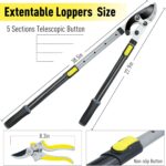 JARDINEER 3PCS Extendable Anvil Loppers for Tree Trimming Heavy Duty, 28-38.5" Branch Cutter with 2 Inch Cutting Capacity, Include Garden Tree Loppers, Pruning Shear and SK5 Spare Blade - Image 8