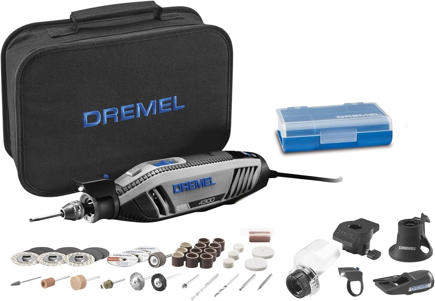 Dremel 4300-5/40 High Performance Rotary Tool Kit with LED Light- 5 Attachments & 40 Accessories – Ideal for Grinding, Cutting, Wood Carving, Sanding, and Engraving