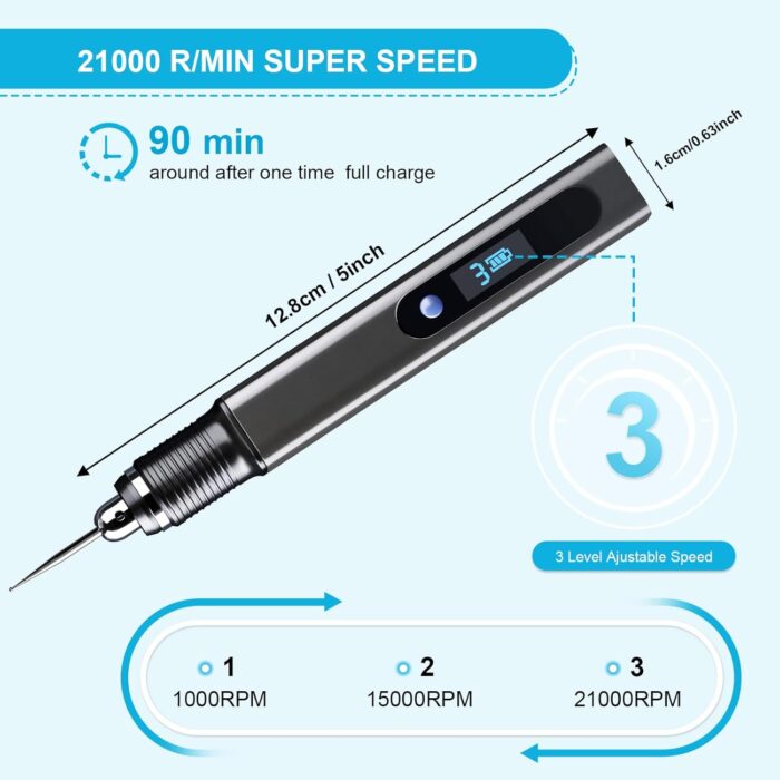 Electric Engraving Pen with 30 Bits, USB Rechargeable Cordless Etching Pen, Professional Mini Carving Machines Portable DIY Rotary Tool Engraver for Jewelry Stone Wood Glass Metal Plastic Resin Model - Image 2