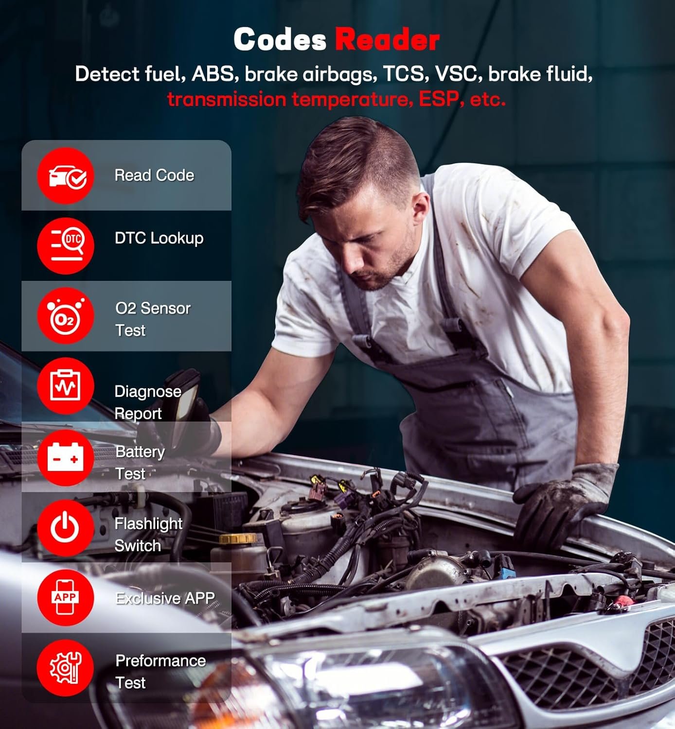 Bluetooth OBD2 Scanner for Cars – Wireless OBD2 Scan Tools & Code Reader for iPhone/Android Wireless Auto Diagnostic Tool to Read and Clear Error Codes Live Data Reset Exclusive APP