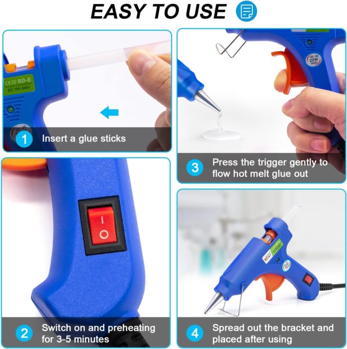 Hot Glue Gun Kit, 40 Glue Sticks for Mini Glue Guns with Hardshell Carrying Case for School Crafts DIY Arts, Quick Home Repairs, Home School Project and Festival Decorations (20W) - Image 6