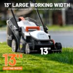 Litheli Electric Lawn Mower Cordless,Grass Cutter Machine for 1300 Sq.Ft.Lawnmower with Motor,13.2 in Cutting Width,8 Gallon Capacity,Cutting Height from 1 to 2.5 in with 4.0A Battery - Image 6