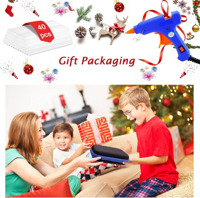Hot Glue Gun Kit, 40 Glue Sticks for Mini Glue Guns with Hardshell Carrying Case for School Crafts DIY Arts, Quick Home Repairs, Home School Project and Festival Decorations (20W) - Image 3