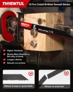 25 Pack,9 inch,14/18 TPI,Reciprocating Saw Blade Set,M42 Teeth with Cobalt Bi-Metal Blades, for Automatic Dismantling Sawzall Blades for 1/16-5/16 Medium Metals - Image 5