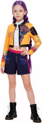 Girls Pop Singer Dress Up Costume Kids Halloween Cosplay Stage Role Play Outfit - Image 16