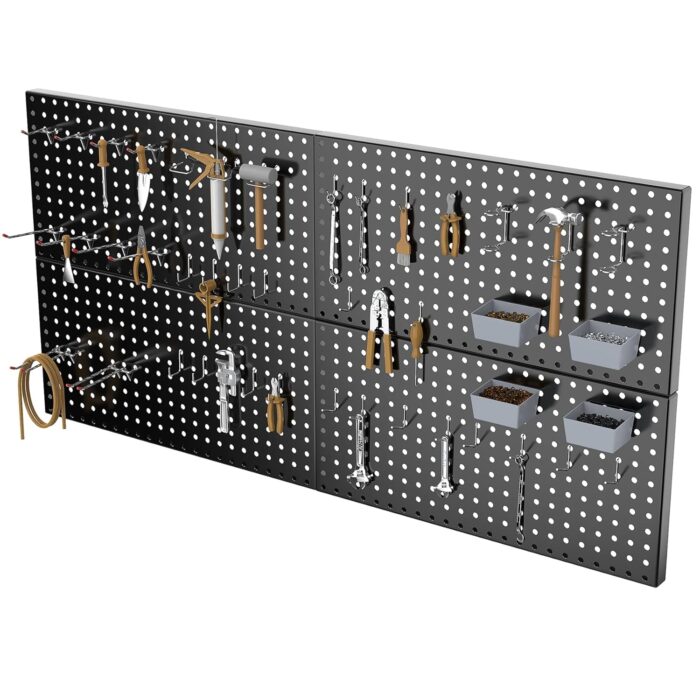 4x2ft Metal Pegboard Kit for Tools Storage, Black Pegboard Wall Organizer with Hooks and Pegboard Bins - Image 8
