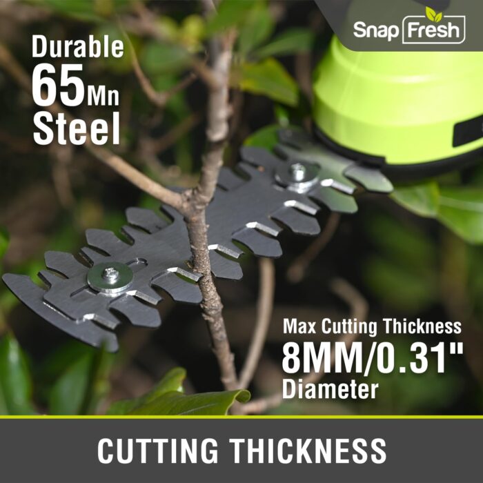 SnapFresh Hedge Trimmer Cordless Grass Shear, 2 in 1 Electric Grass Trimmer and Hedge Shears, Handheld Bush Trimmer/Grass Cutter/Shrub Trimmers with Battery for Garden & Lawn, Type-C Cable Included - Image 3