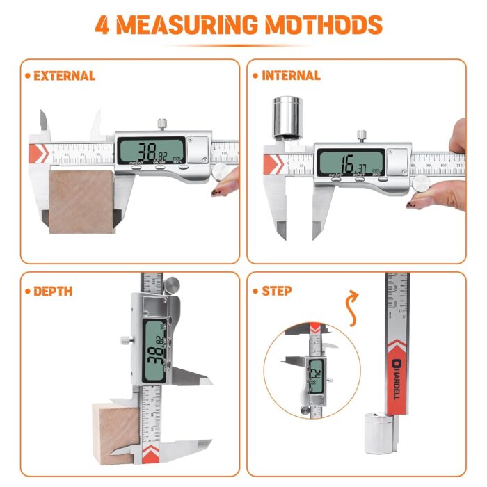 Digital Caliper 12 Inch/300mm, HARDELL Calipers Easy Switch Inch/MM/Fraction, Stainless Steel Digital Caliper Measuring Tool with Auto-Off Large LCD Screen for DIY/3D Printing/Jewelers/Woodworkers - Image 5