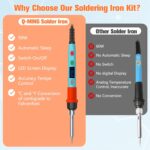 Soldering Iron Kit, 90W LED Digital Soldering Gun kit with Ceramic Heater, 110V Adjustable Temperature Solder Welding Iron Kits, Auto-sleep, Thermostatic Design, Blue - Image 5