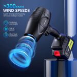 980,000 RPM Cordless Leaf Blower - 21V Electric Handheld Leaf Blower with 2×4.0Ah Batteries & Fast Charger - Lightweight for Patio, Lawn, Yard, Deck Cleaning - Image 4
