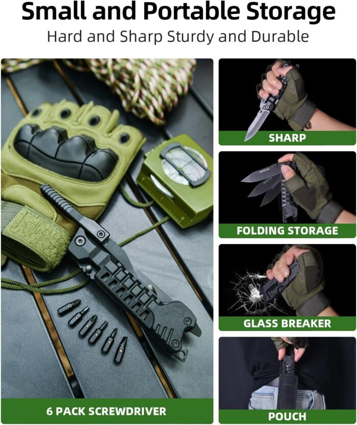 Multitool Knife 17 in 1Fire Starting Sticks, Bottle Opener, Saw Screwdrivers Bottle Opener, Whistle, Window Breaker and More -Perfect for Camping, Outdoor, Survival and Everyday Use,Gifts for Men Dad - Image 4