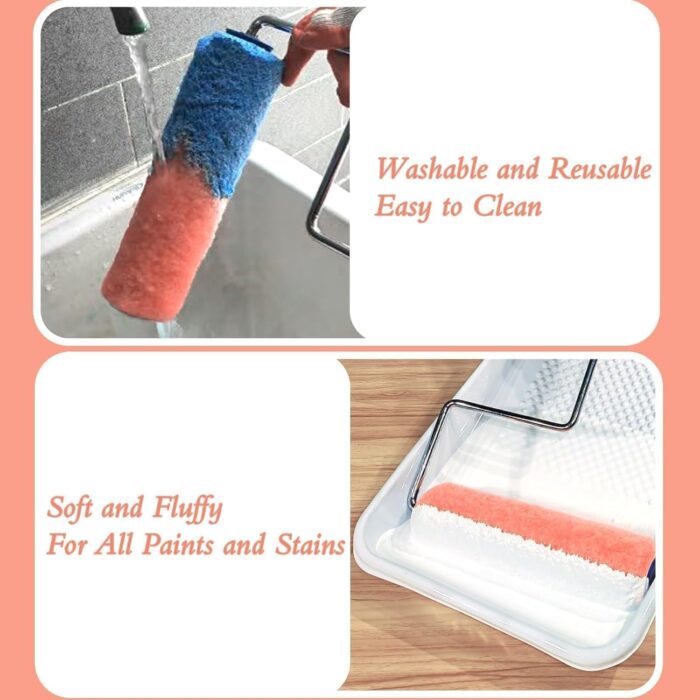 King Origin Paint Roller Covers, 18 Pack, 9 Inch Paint Roller, 3/8 Nap High Dense Roller Covers for Smooth and Textured Rough Surfaces - Image 5